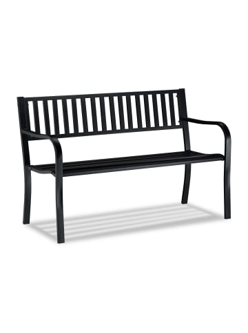 relaxdays Gartenbank in Schwarz - (B)127,5 x (H)82 x (T)59,5 cm