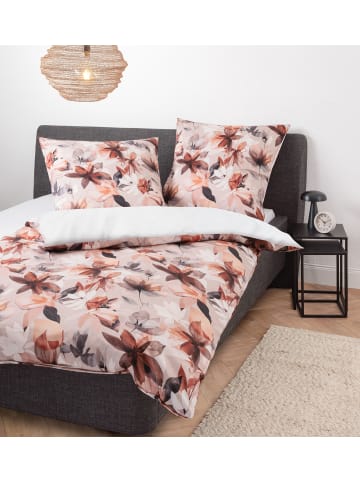 Janine Modern Art Mako Satin Bettwäsche - Blumen in weiß