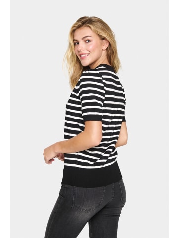 SAINT TROPEZ Strickpullover MilaSZ Gerade Passform in Black Mila Stripe