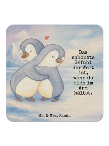 Mr. & Mrs. Panda Bierdeckel Pinguine Kuscheln Design mit Spruch in Weiß