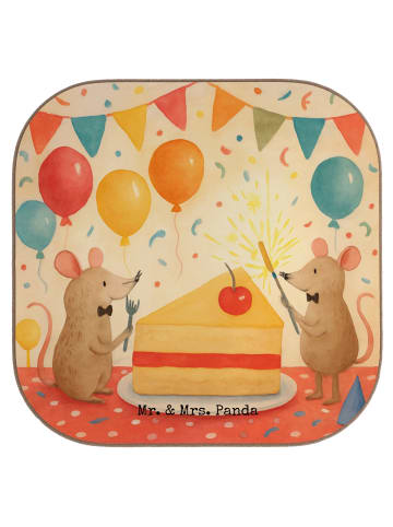 Mr. & Mrs. Panda gläseruntersetzer Mäuse Kuchen Design ohne Spruch in Weiß
