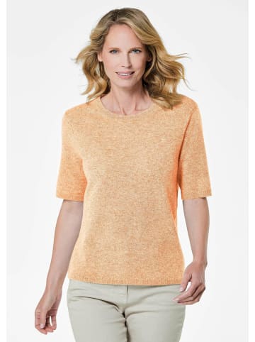 GOLDNER Kurzgröße: Feinstrickpullover mit Rundhals in pfirsich