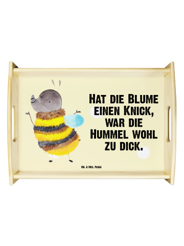 Mr. & Mrs. Panda Servierplatte Hummel flauschig mit Spruch in Gelb Pastell