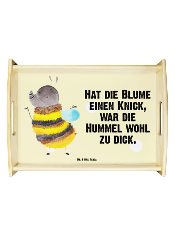 Mr. & Mrs. Panda Serviertablett Hummel flauschig mit Spruch in Gelb Pastell