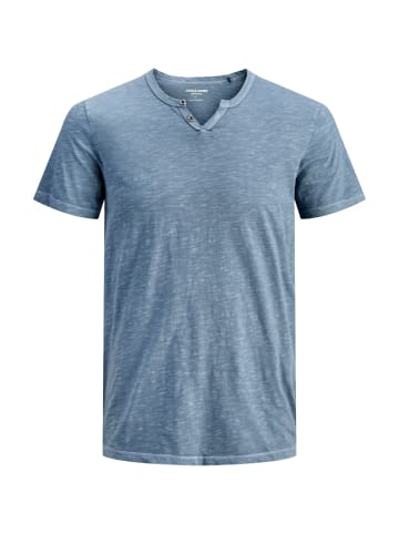 Jack & Jones T-Shirt 'JJESPLIT NECK TEE' in blau-meliert
