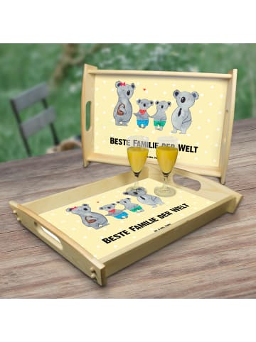 Mr. & Mrs. Panda Dekotablett Holz Koala Familie zwei mit Spruch in Gelb Pastell