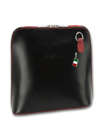 Florence Leder Umhängetasche, Schultertasche Florence Tasche schwarz, rot ca. 17cm