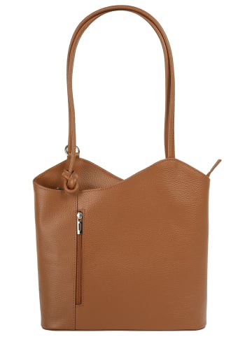 Cluty Shopper Rucksack Kombination echt Leder in cognac