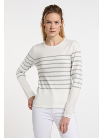 DreiMaster Maritim Damen Strickpullover in Wollweiss Grau Melange