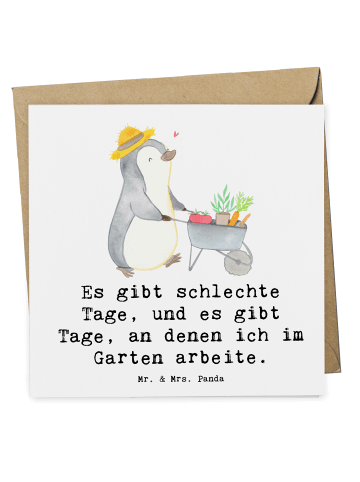 Mr. & Mrs. Panda Deluxe Karte Pinguin Gartenarbeit mit Spruch in Weiß