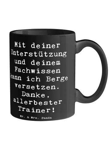 Mr. & Mrs. Panda Tasse Bester Trainer mit Spruch in Schwarz