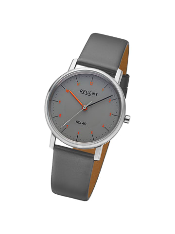 Regent Analog-Solaruhr Regent Lederarmband grau mittel (ca. 35mm)