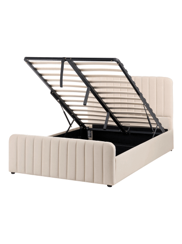Beliani Doppelbett LUNAN in Beige/Schwarz - (W) 127 x (H) 100 x (L) 216 cm