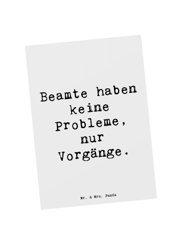 Mr. & Mrs. Panda Postkarte Spruch Beamter ohne Probleme mit Spruch in Weiß