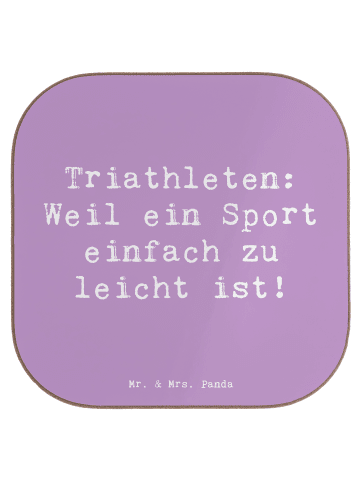 Mr. & Mrs. Panda Coaster Spruch Triathlon Helden mit Spruch in Lavendeltraum