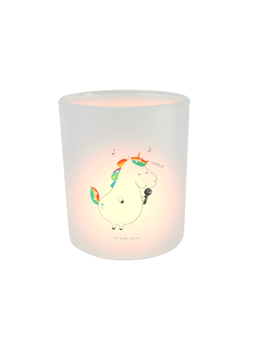 Mr. & Mrs. Panda Teelichthalter Einhorn Sänger ohne Spruch in Transparent