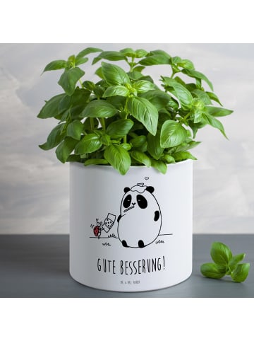 Mr. & Mrs. Panda XL Blumentopf Panda Gute Besserung mit Spruch in Weiß