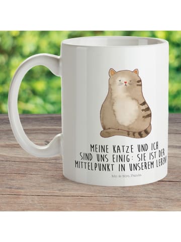 Mr. & Mrs. Panda Kindertasse Katze Sitzen mit Spruch in Weiß