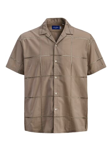Jack & Jones Kurzarmhemd mit Steppmuster und Knopfleiste in Braun