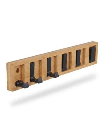 relaxdays Garderobenleiste in Natur/ Schwarz - (B)42 x (H)5,5 x (T)5 cm