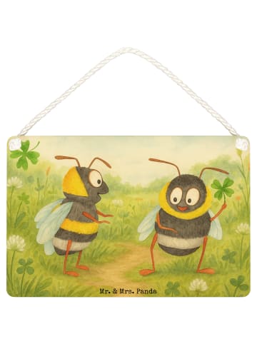 Mr. & Mrs. Panda Deko Schild Hummeln Kleeblatt Design ohne Spruch in Weiß