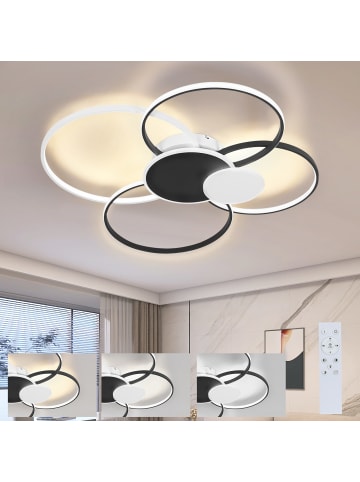 ZMH Deckenleuchte LED in schwarz 6-flammige Ring 72 W dimmbar Flurlampe L 94 cm