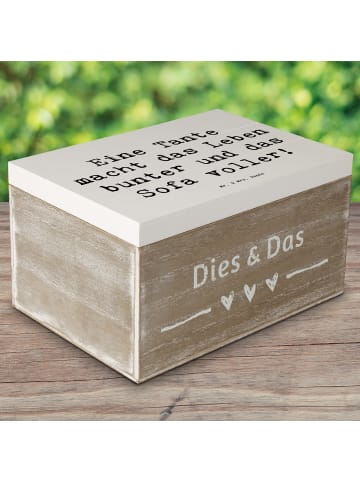 Mr. & Mrs. Panda Kiste Spruch Bunte Tante mit Spruch in Weiß