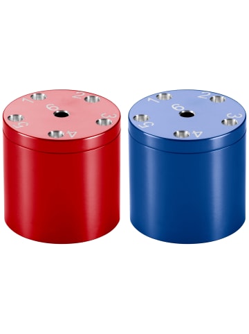 Bestsaller 2tlg. Set: Würfelspiel SUPER SIX Aluminum in Rot/Blau in Rot/Blau