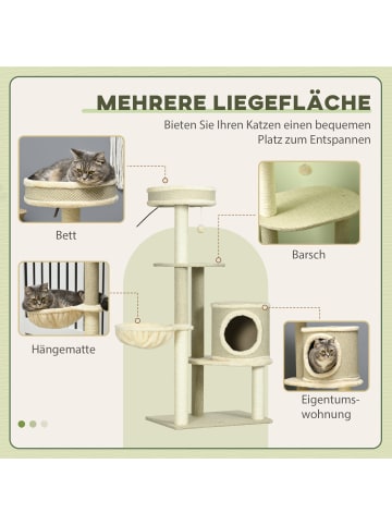 Pawhut Kratzbaum Braun+Beige+Weiß 59L x 40B x 124H cm