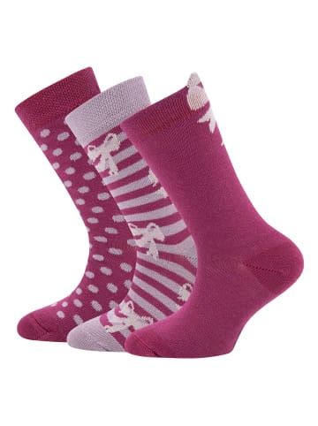 ewers 3er-Set Socken 3er Pack Punkte/Schleifen in marone