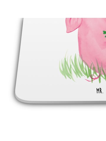 Mr. & Mrs. Panda Untersetzer für Gläser Schwein Glück ohne Spruch in Weiß