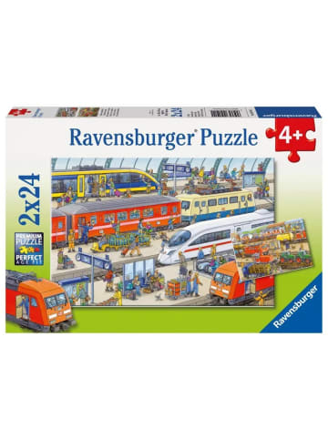Ravensburger Kinderpuzzle 2x24 Teile - Trubel am Bahnhof | 2 x 24-teiliges Puzzle