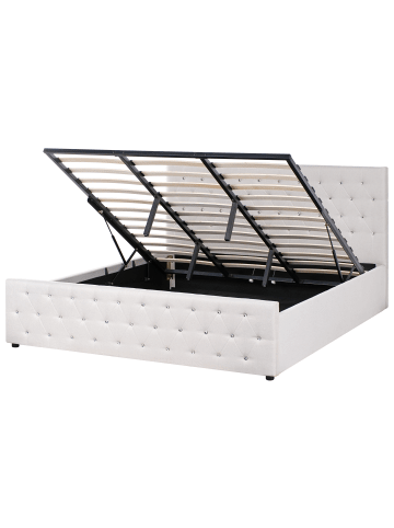 Beliani Doppelbett AMIENS in Beige - (W) 191 x (H) 109 x (L) 217 cm