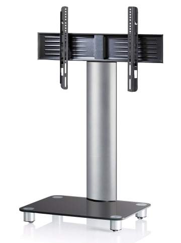VCM  TV Standfuß Ständer Rack Alu Glas Rollen Tosal in Schwarzglas