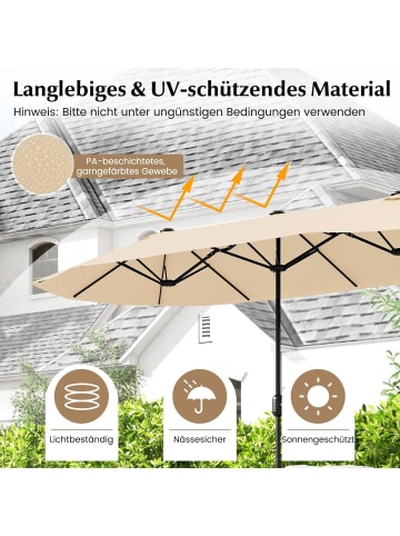 COSTWAY Doppelsonnenschirm mit Ständer 400x200cm in Beige