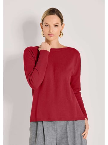 MADELEINE Schlichter Strickpullover mit U-Boot-Ausschnitt in rubinrot