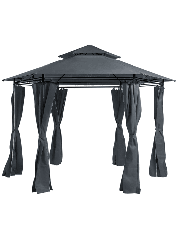 Beliani Pavillon PORTEL in Grau/Schwarz - (W) 350 x (H) 270 x (L) 350 cm