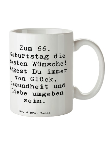 Mr. & Mrs. Panda Kaffeetasse Spruch 66. Geburtstag mit Spruch in Weiß