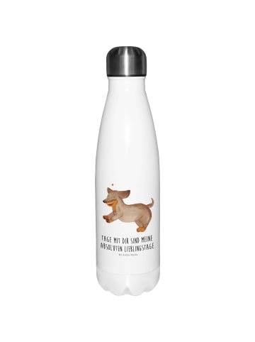 Mr. & Mrs. Panda Thermos Hund Dackel mit Spruch in Weiß