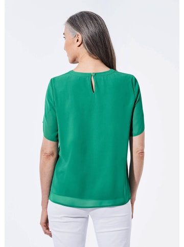 GOLDNER Kurzgröße:  Elegantes Blusenshirt mit Rundhals in koralle