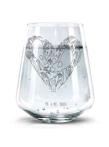 Mr. & Mrs. Panda Gravur Glas Mäuse Herz ohne Spruch in Transparent