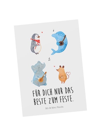 Mr. & Mrs. Panda Postkarte Big Einheit mit Spruch in Weiß