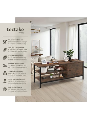 tectake TV-Schrank, 110 x 40 x 45,5 cm, Holz & Stahl, Staufach mit Magnettür