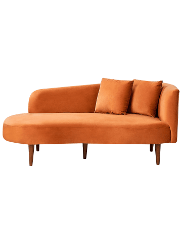 Beliani Chaiselongue CHAUMONT in Orange/Dunkler Holzfarbton