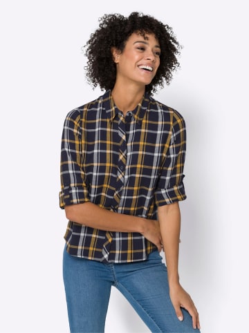 Sieh an! Flanellbluse in marine-ocker-kariert