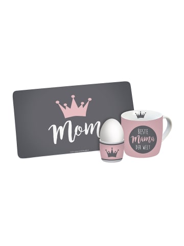 Geda Labels Frühstücksset Mom 3-teilig in Grau - 24x9,8x14,5cm