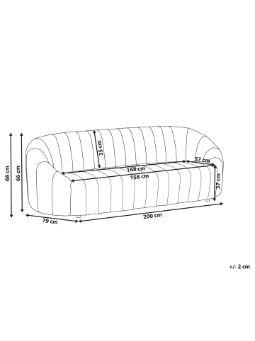 Beliani 3-Sitzer Sofa MALUNG in Weiß - (W) 200 x (H) 68 x (L) 79 cm