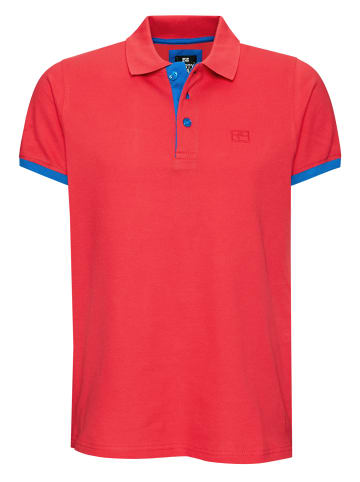 Rusty Neal Kontrast Polo Pique Shirt Regular Fit in Koralle / Blau