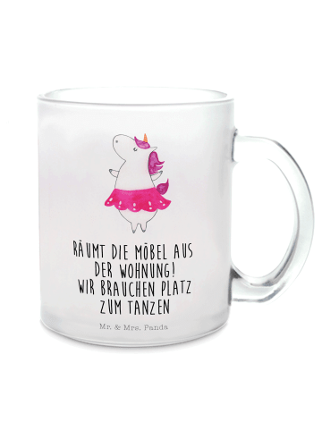Mr. & Mrs. Panda Teetasse Glas Einhorn Ballerina mit Spruch in Transparent