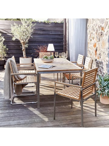 home24 Freischwinger TEAKLINE 2er-Set in Braun / Silber